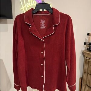 Maroon Lounge Pajamas with Ivory Trim